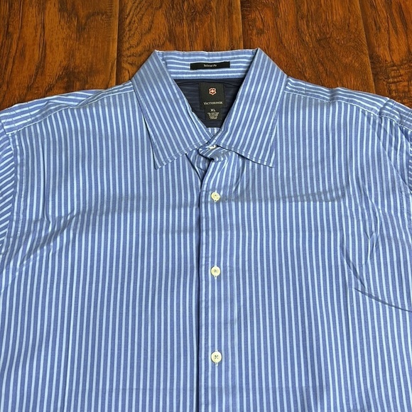 Victorinox  blue pinstripe button down shirt - Picture 2 of 7